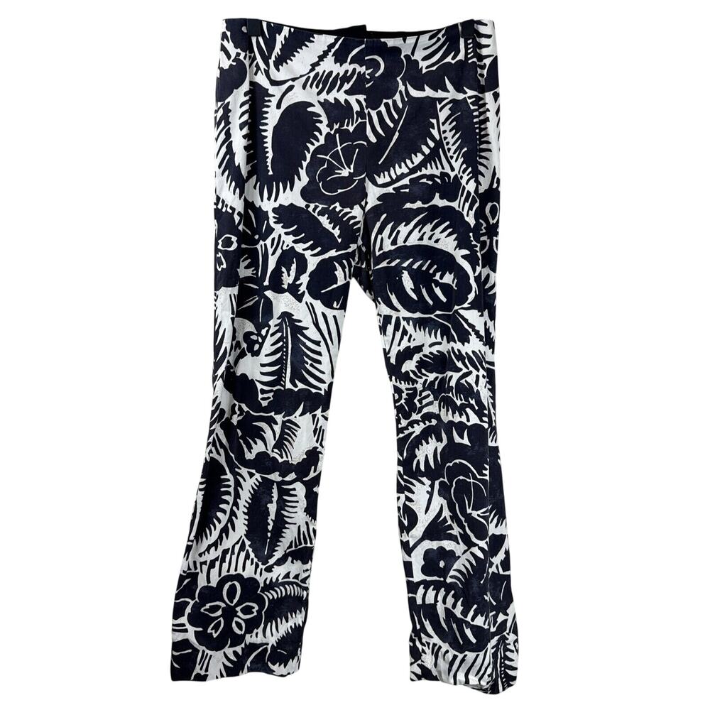 Marc Jacobs Pants Women 6 Floral Blue Beige Crop Flare Hawaiian
